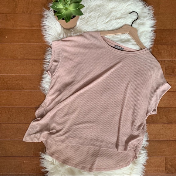 Zara Tops - Zara | Blush Rib Knit Asymmetrical Hem Top sz S